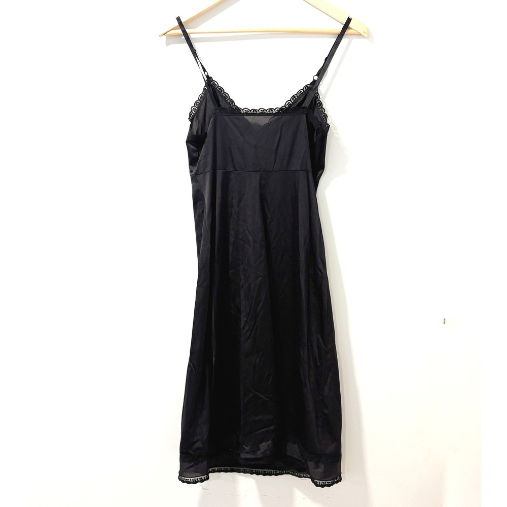 Vintage Sears The Doesnt Slip‎ Black Nylon Lace Trim Slip Dress Size 36 Lingerie